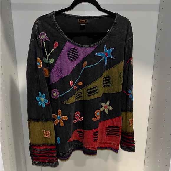 Rising International Tops - Multicolor Embroidered Long Sleeve Top
